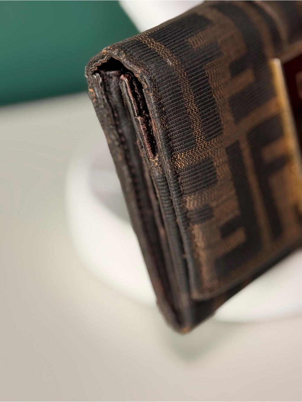 Fendi Brown Zucca Continental Wallet with Black Logo Plaque - Picture 6 of 8